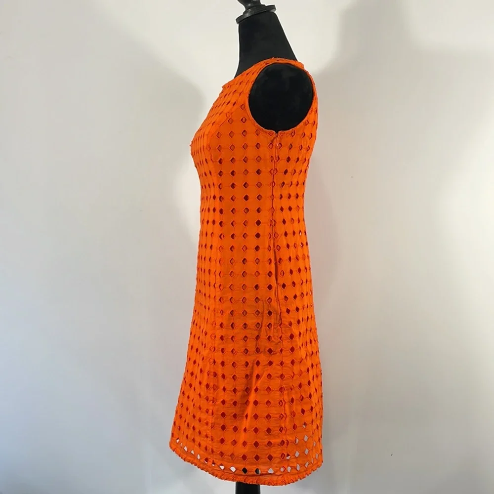 Nine West Orange Eyelet Dress, Sleeveless, Size 4 - Picture 4 of 14